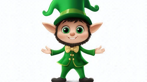 Cartoon Leprechaun in Green Suit