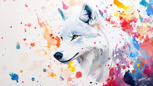 Abstract Wolf Art with Watercolor Effect