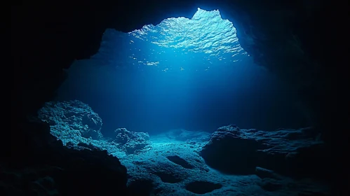 Underwater Cave with Sunlight