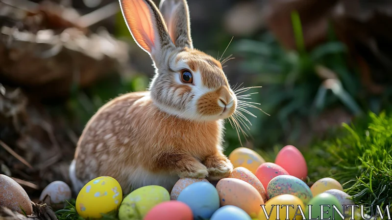 Bunny with Easter Eggs AI Image