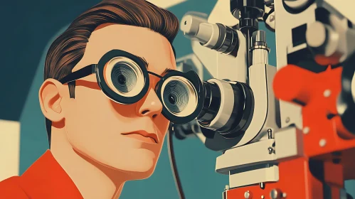 Technician with Optometry Equipment