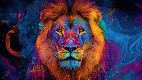 Abstract Lion Art - Colorful Feline