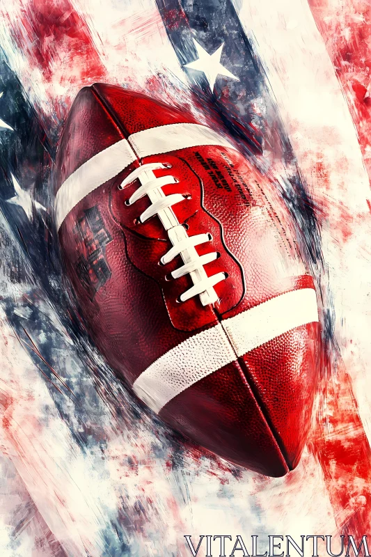 Artistic American Football on Flag Background AI Image