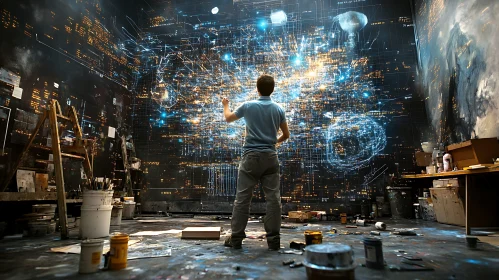 Abstract Light Network in Artist's Studio