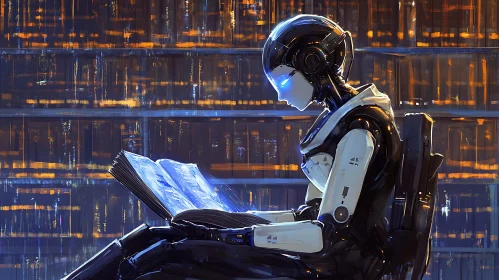 Robot Reading Book AI Concept