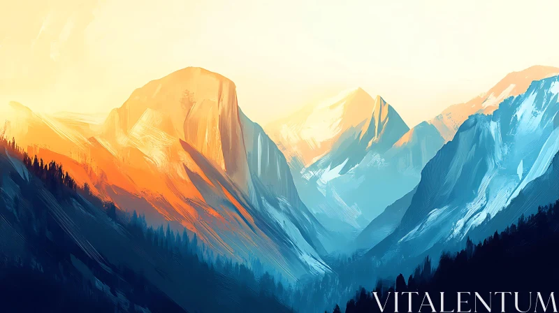 AI ART Painted Mountain Landscape