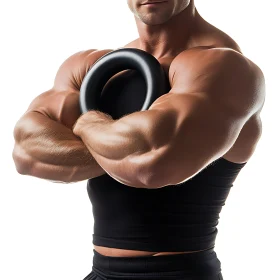 Muscular Man Holding Kettlebell