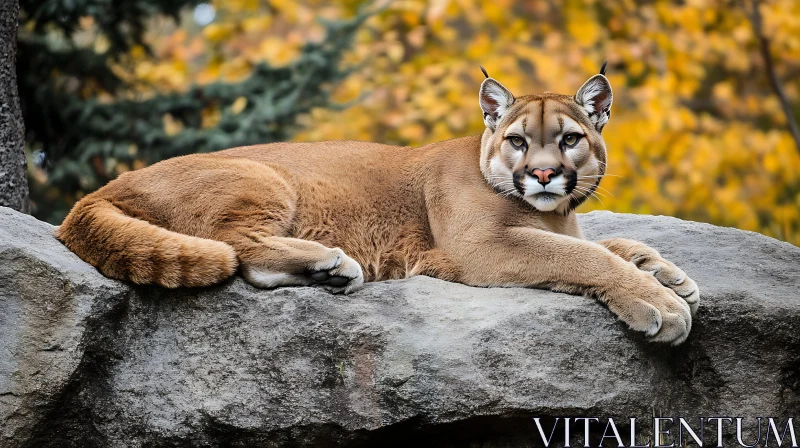 Puma Portrait on Stone AI Image