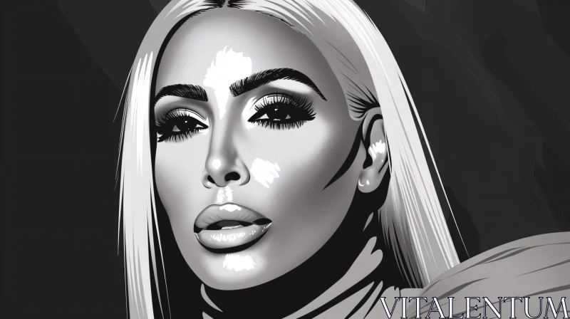 Kim Kardashian in Monochrome Digital Glamour AI Image