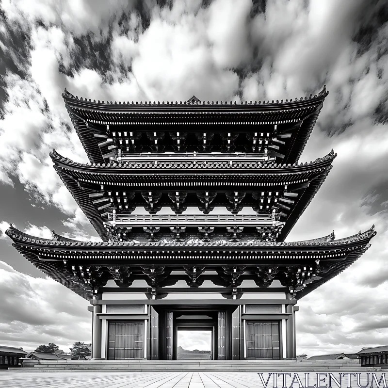 Intricate Wooden Japanese Temple AI Image