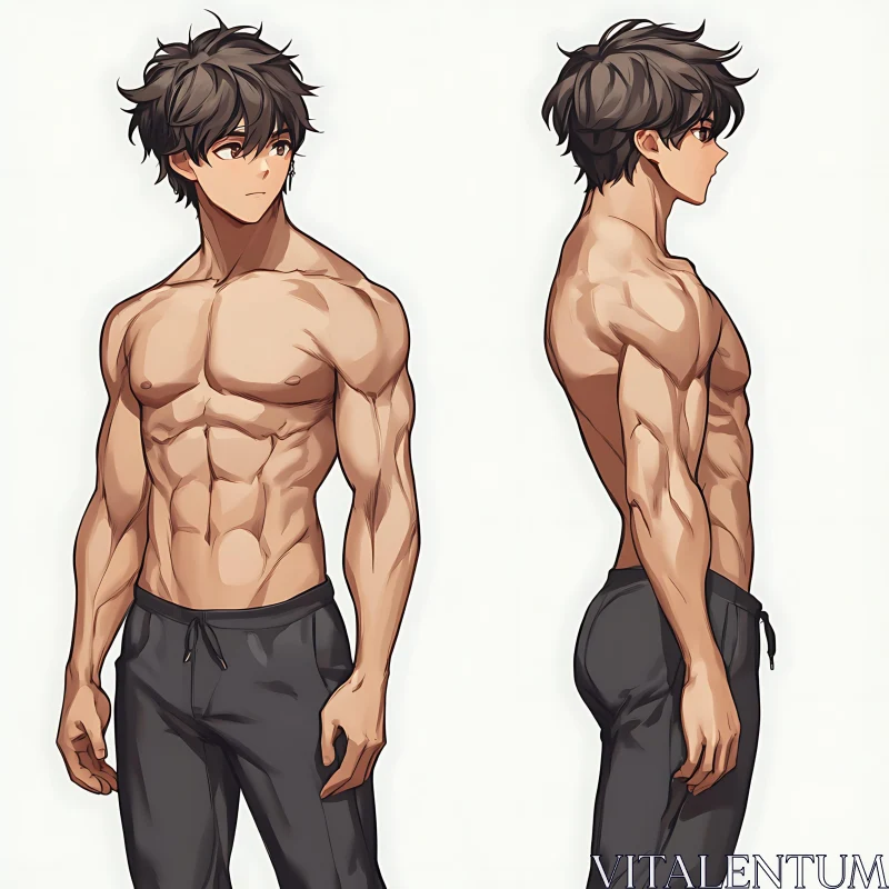 AI ART Muscular Anime Character Illustration