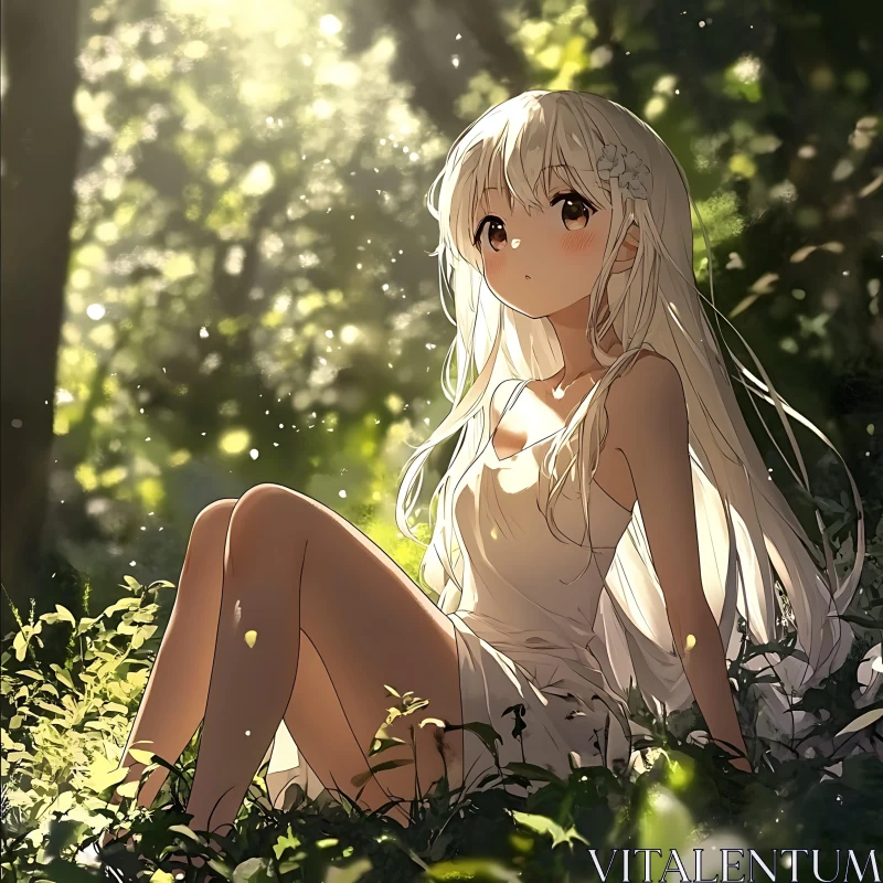 Tranquil Anime Scene in Nature AI Image