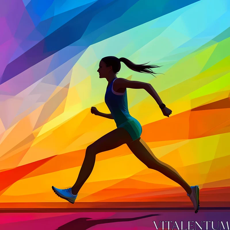 AI ART Silhouette of a Runner Against a Colorful Abstract Backdrop