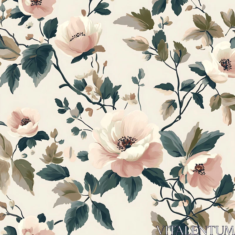 AI ART Vintage Inspired Floral Design