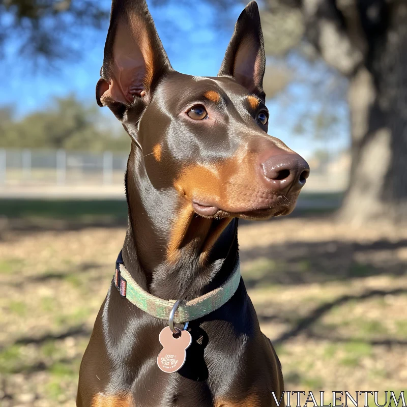 Elegant Doberman in the Park AI Image