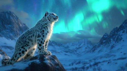 Majestic Leopard in Winter Wonderland