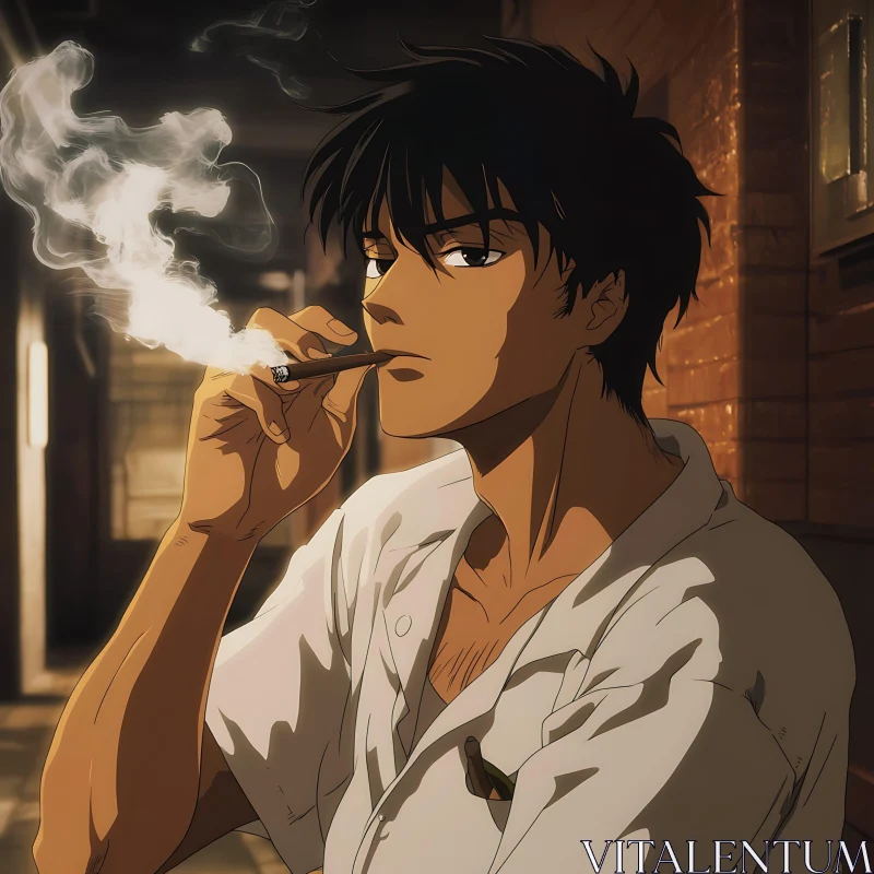 AI ART Cool Anime Character with Cigarette