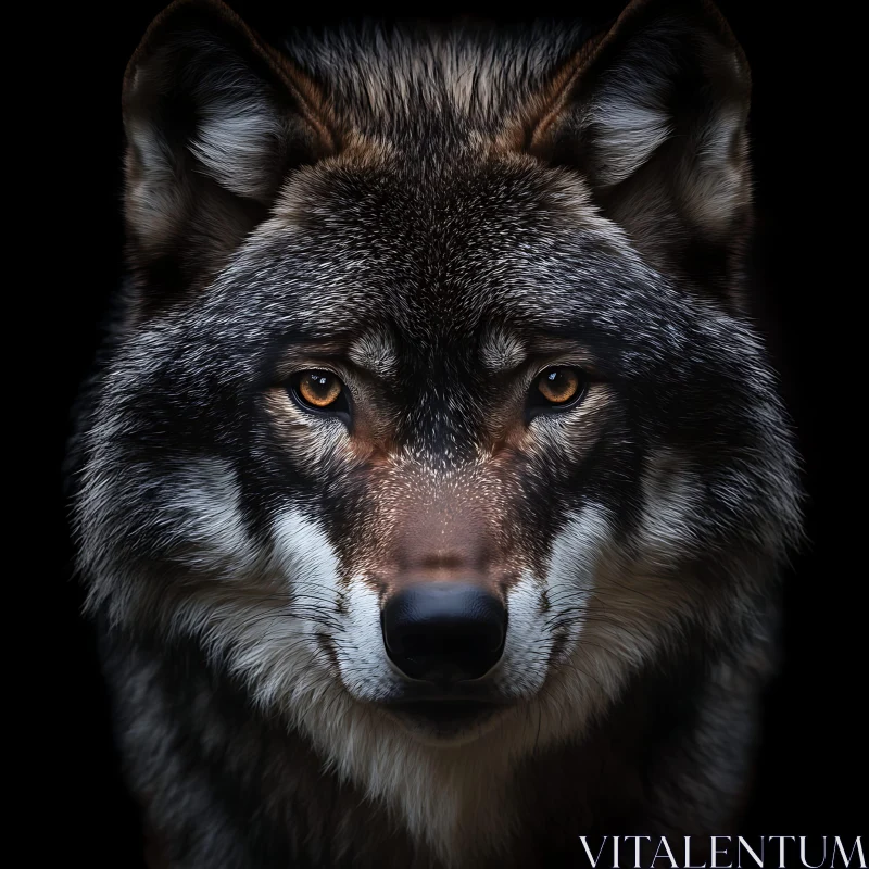 Wolf's Stare: A Wildlife Portrait AI Image