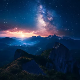 Night Sky Over Mountain Peaks