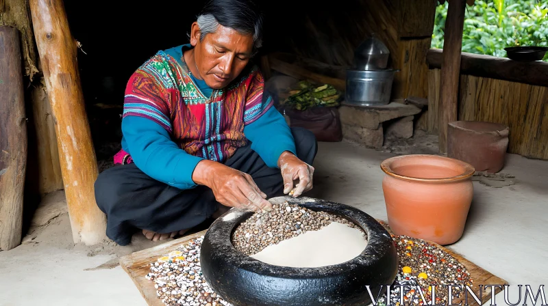 Man Preparing Food Traditionally AI Image