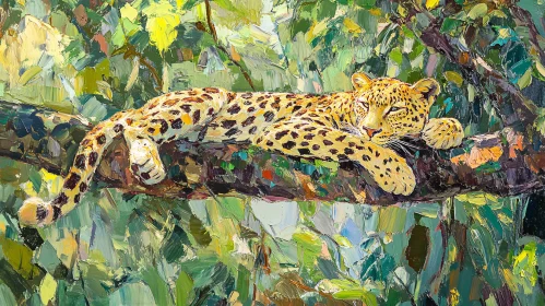 Leopard taking rest on the Tree