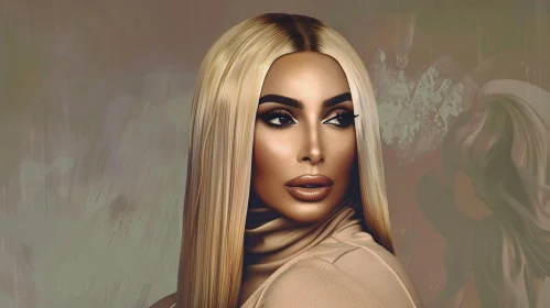 Elegant Blonde Kim Kardashian Portrait