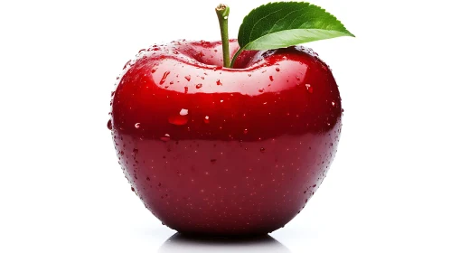 Fresh Red Apple with Water Droplets