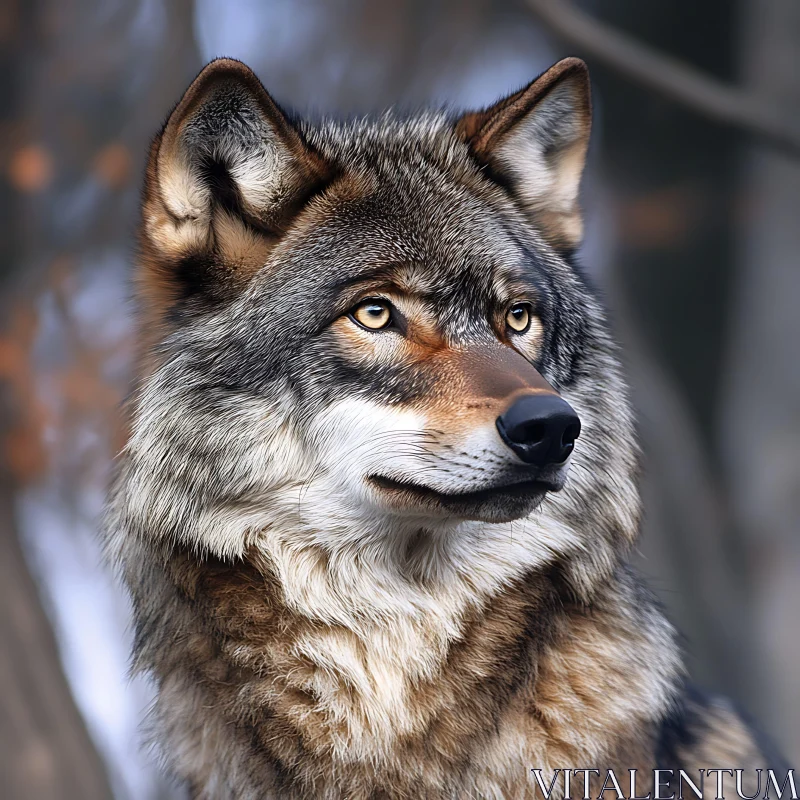 Detailed Wolf Face Close-Up AI Image