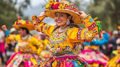 Woman in Traditional Dress and Hat