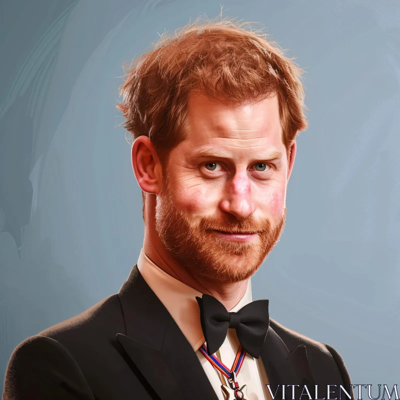 Elegant Portrait of Prince Harry AI Image