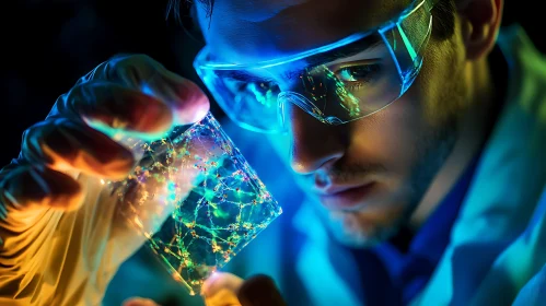 Scientist Inspecting Advanced Technology
