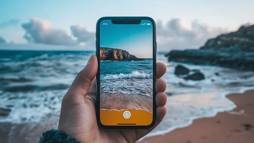 Coastal View Through a Phone Screen