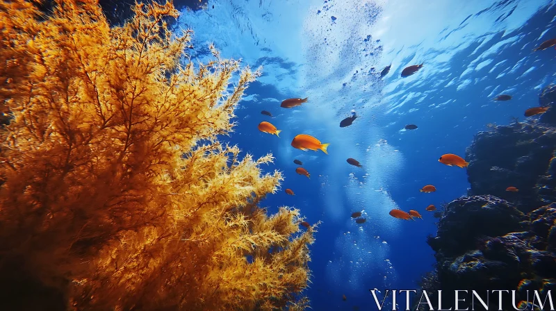 Aquatic Life: Orange Fish in Coral Habitat AI Image