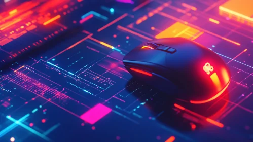 Illuminated Mouse on Futuristic Surface