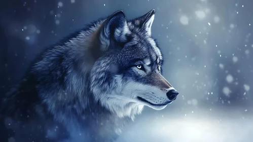 Majestic Wolf in Snowy Ambiance