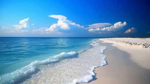 Coastal Serenity: Waves on White Sand