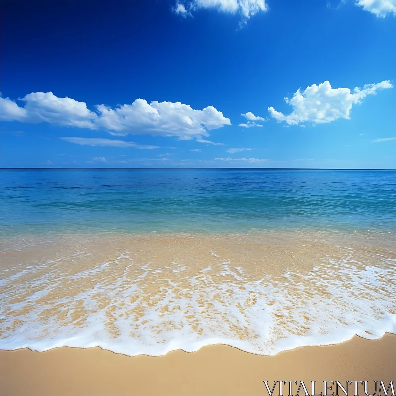 AI ART Seascape with Waves and Blue Sky