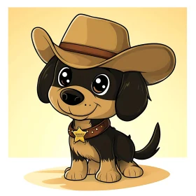 Cute Dog Cowboy Cartoon