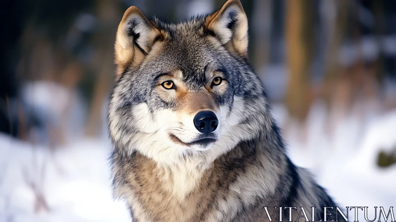 Wolf in Winter Fur Close-up AI Image