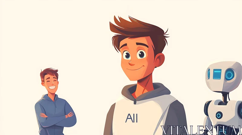 AI ART Friendly Cartoon Robot Character Design