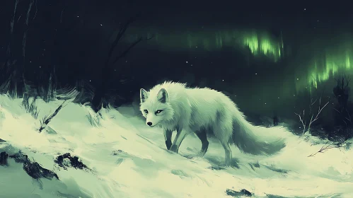 Arctic Fox in Snowy Landscape