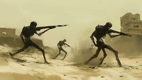 Skeletal Warriors in a Desert Wasteland