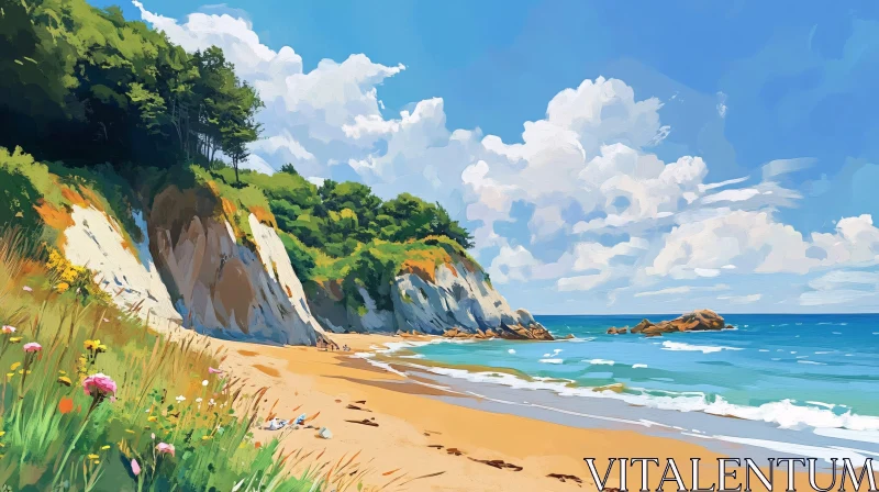 AI ART Tranquil Coastal Landscape