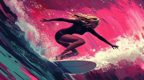 Ocean Wave Surfing Beauty Artwork