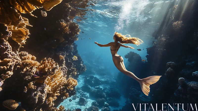 Underwater Mermaid Scene AI Image