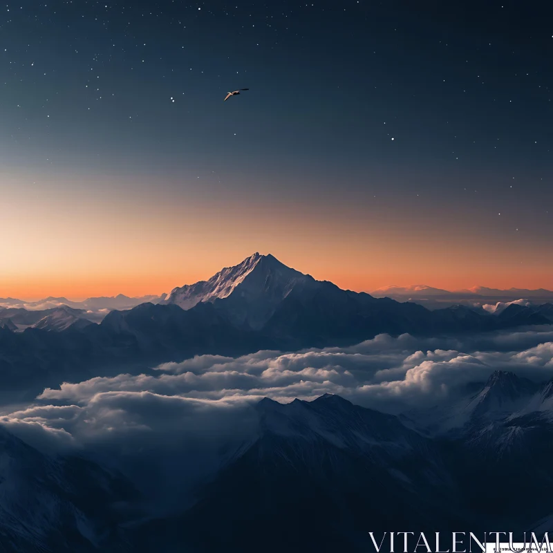 Mountains Above the Clouds AI Image