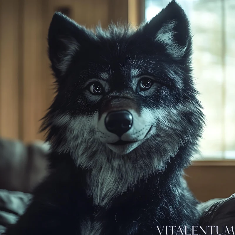 AI ART Up Close Wolf with Expressive Eyes