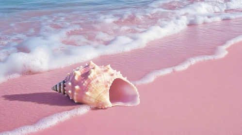 Coastal Serenity: Seashell and Pink Shoreline