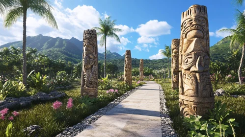 Stone Guardians of the Tropical Path