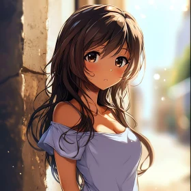 Charming Anime Girl in Sunlight